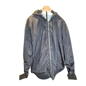 Shaka Wear Authentic Black Hooded Bomber Jacket Mens 2XL Polyester Lightweight